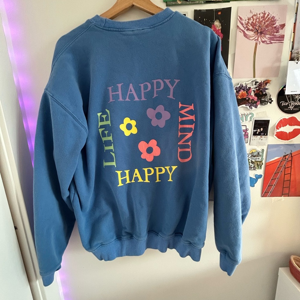 Princess Polly ‘happy’ blue crewneck